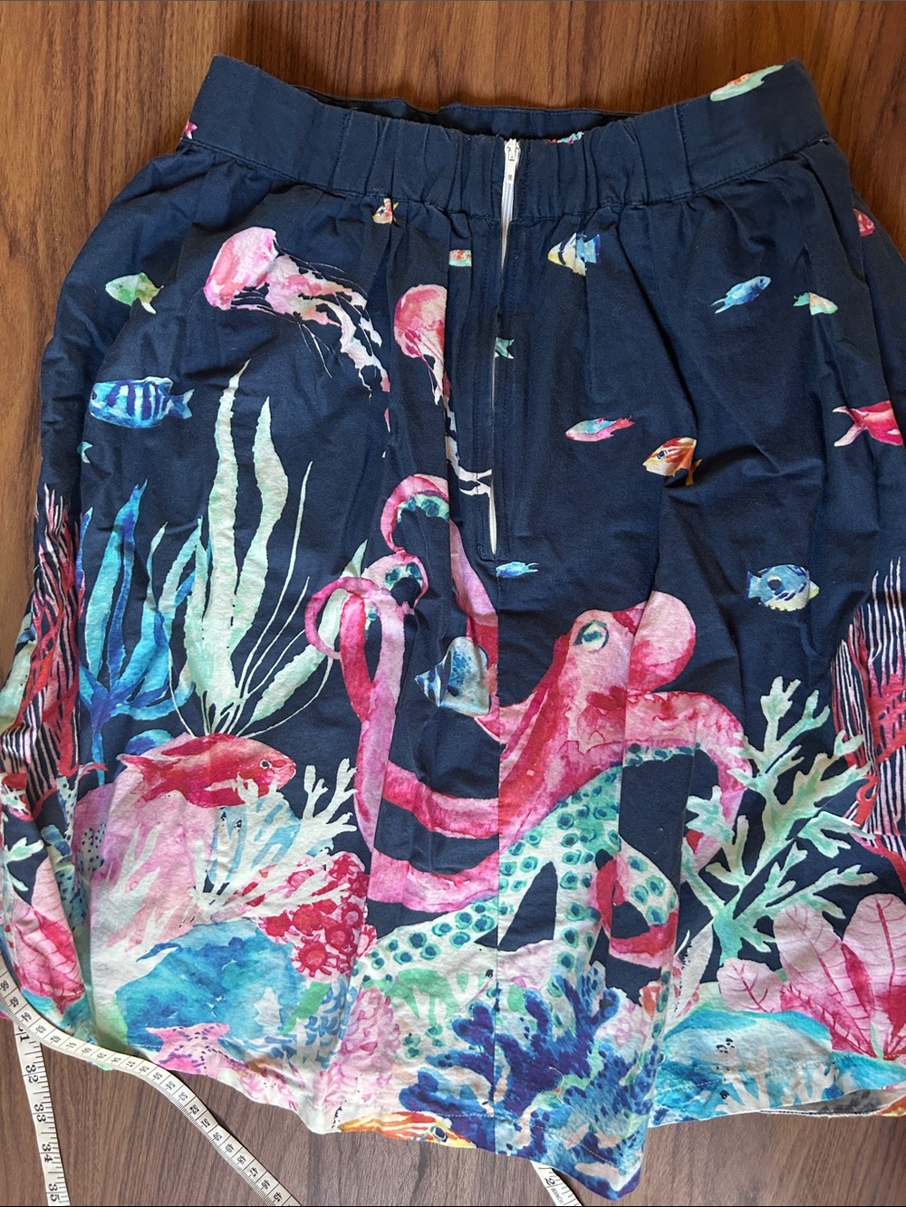 Modcloth Navy Skirt with Pink Octopus and Multicolor Coral Print - Picture 7 of 7